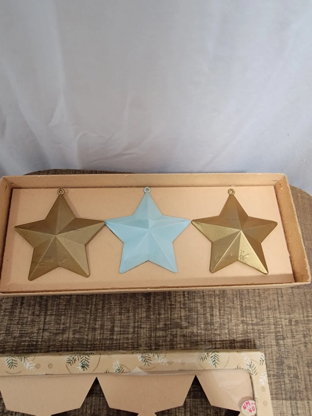 Vintage West Germany Moon & Stars Christmas Ornaments. 1940's-1950's